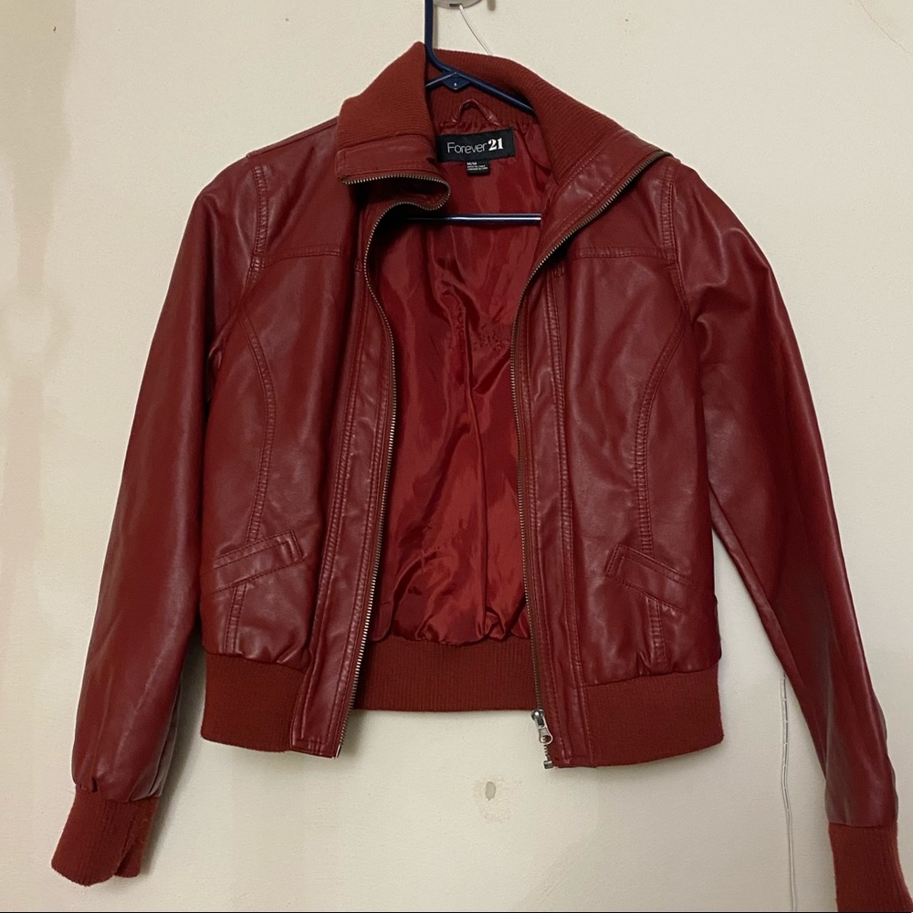 Maroon leather jacket